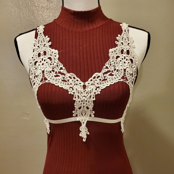 Romantic Lace Detail Ribbed Top – Vintage Cottagecore Aesthetic | Designer Inspi - Picture 2 of 8